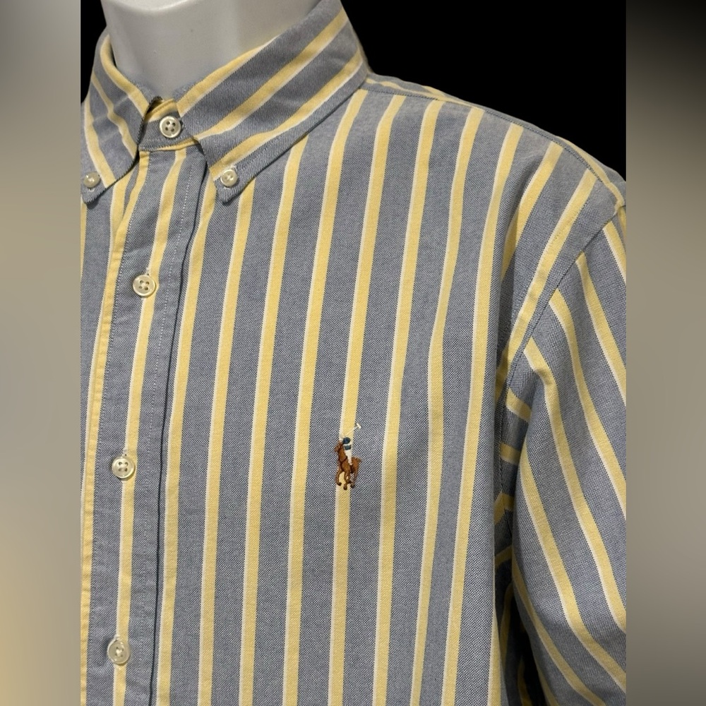 Ralph Lauren Yellow and Blue Striped Button Down Shirt